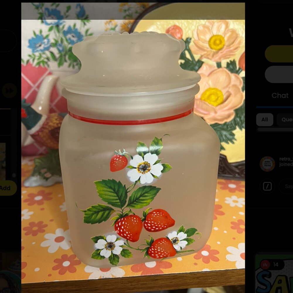 Vintage Westmoreland Strawberry Glass Canister- Large